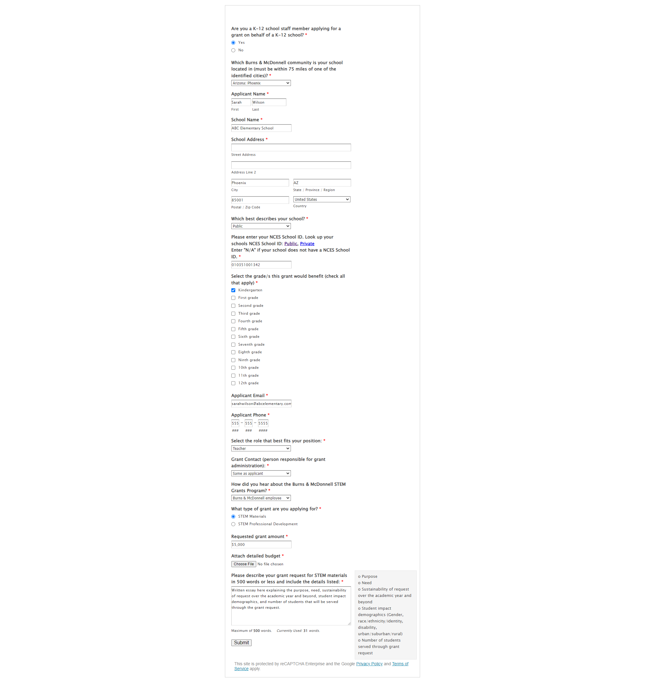 Stem Grant Program Burns Mcdonnell Foundation